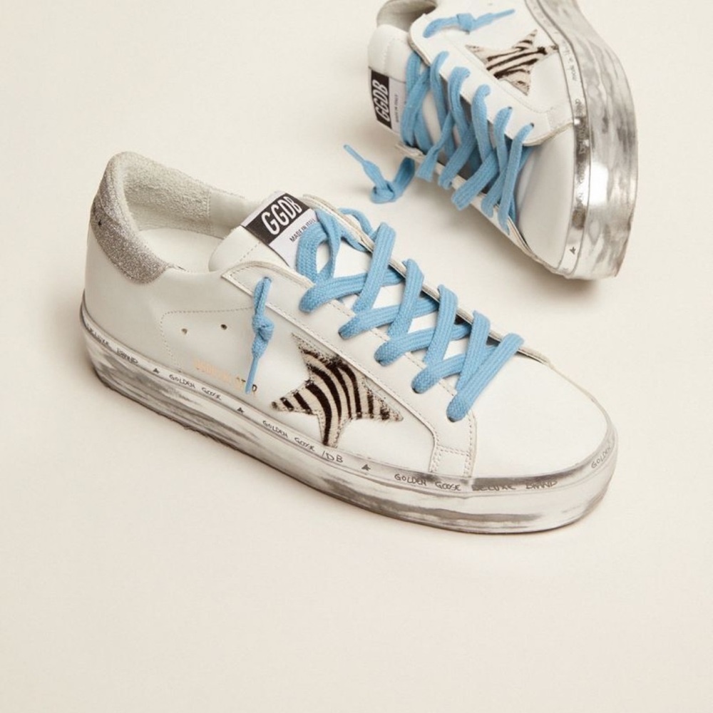 Women's White and Blue Sneakers